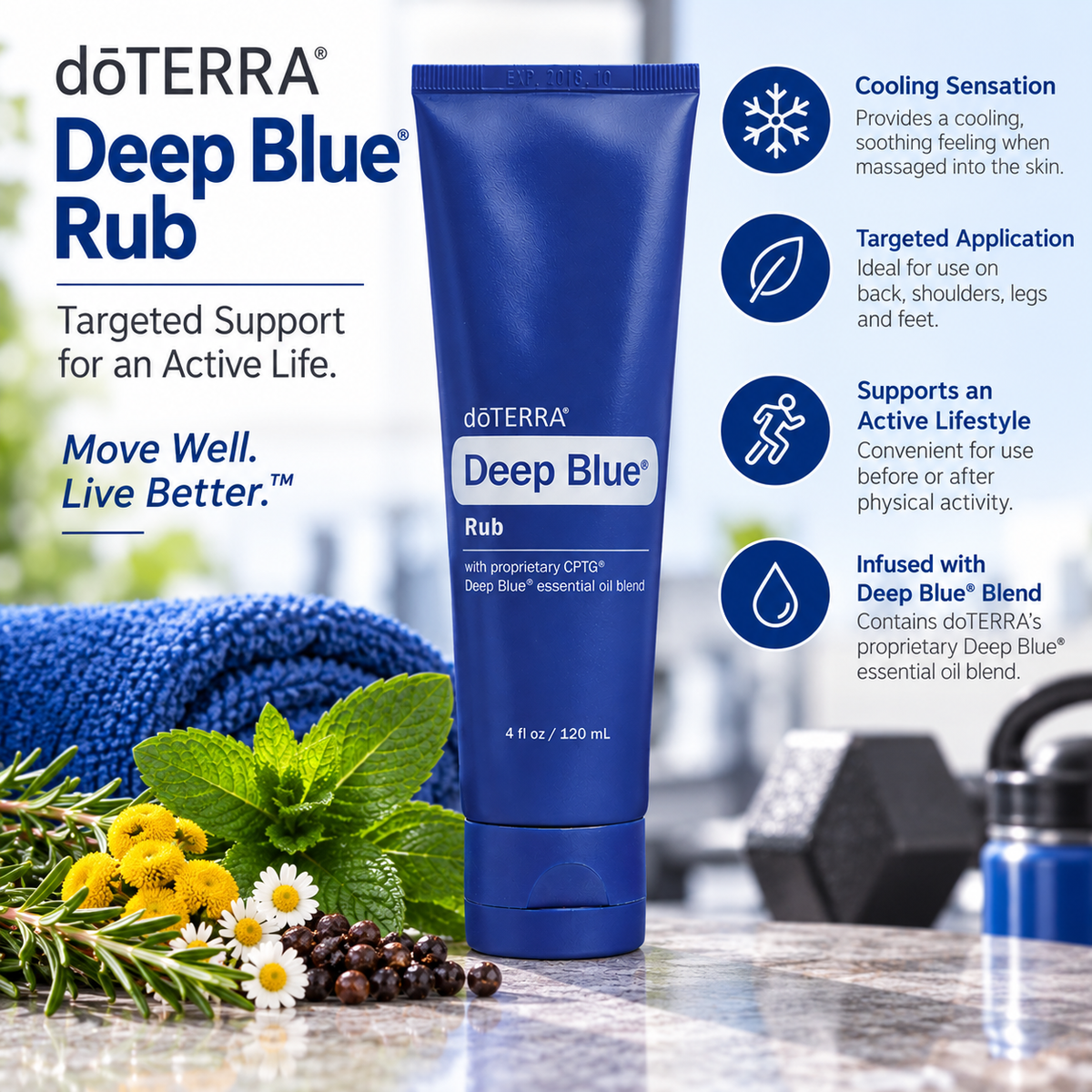 doTERRA Deep Blue Rub 120ml for topical use before or after physical activity