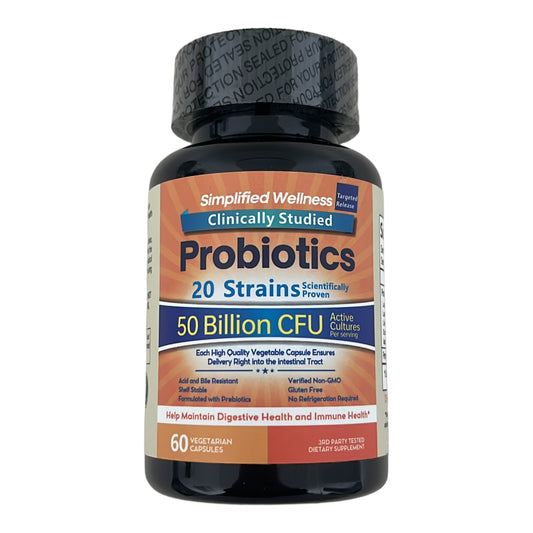 Simplified Wellness Digestive Health Probiotics 50 Billion CFU 20 Strains. {1 per order}