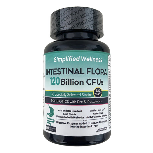 Simplified Wellness Intestinal Flora Probiotics 120 Billion CFUs 36 Strains. {1 per order}
