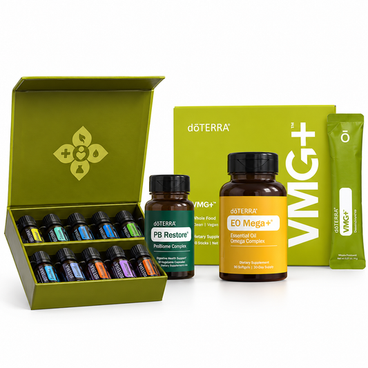 doTERRA Essential Foundations Kit with Family Essentials oils, VMG+, EO Mega+ and PB Restore