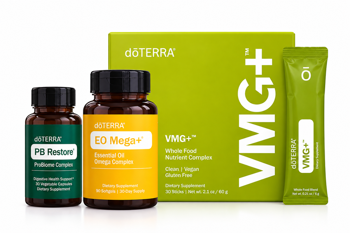 doTERRA Foundational Wellness Bundle with VMG+, EO Mega+ and PB Restore