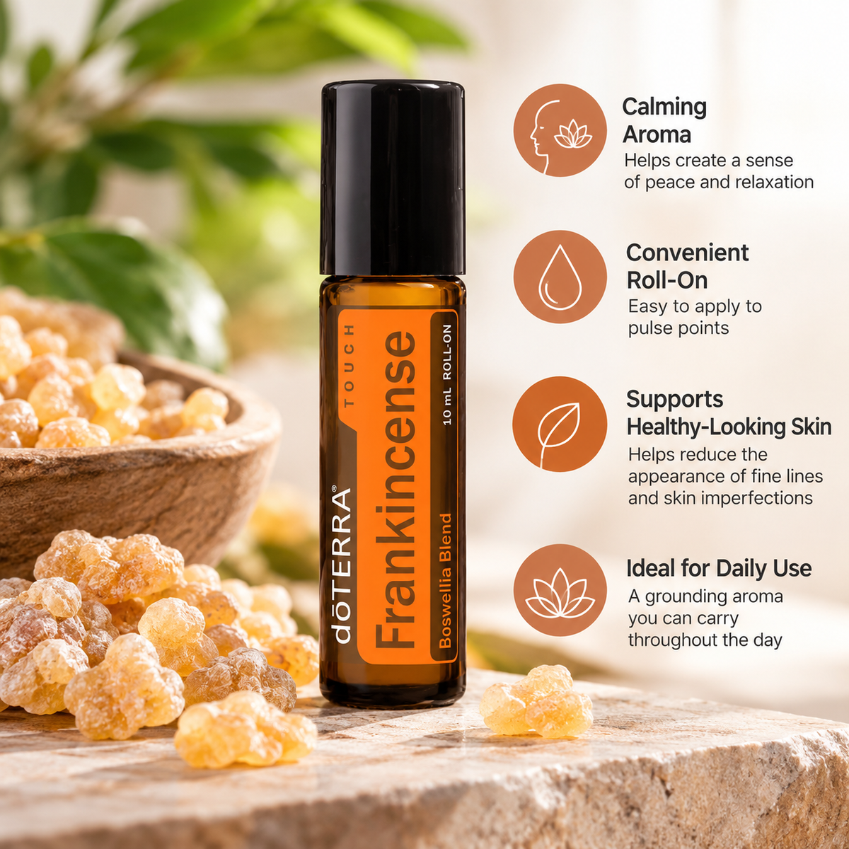 doTERRA Frankincense Touch 10ml roll-on with frankincense resin and skincare benefits