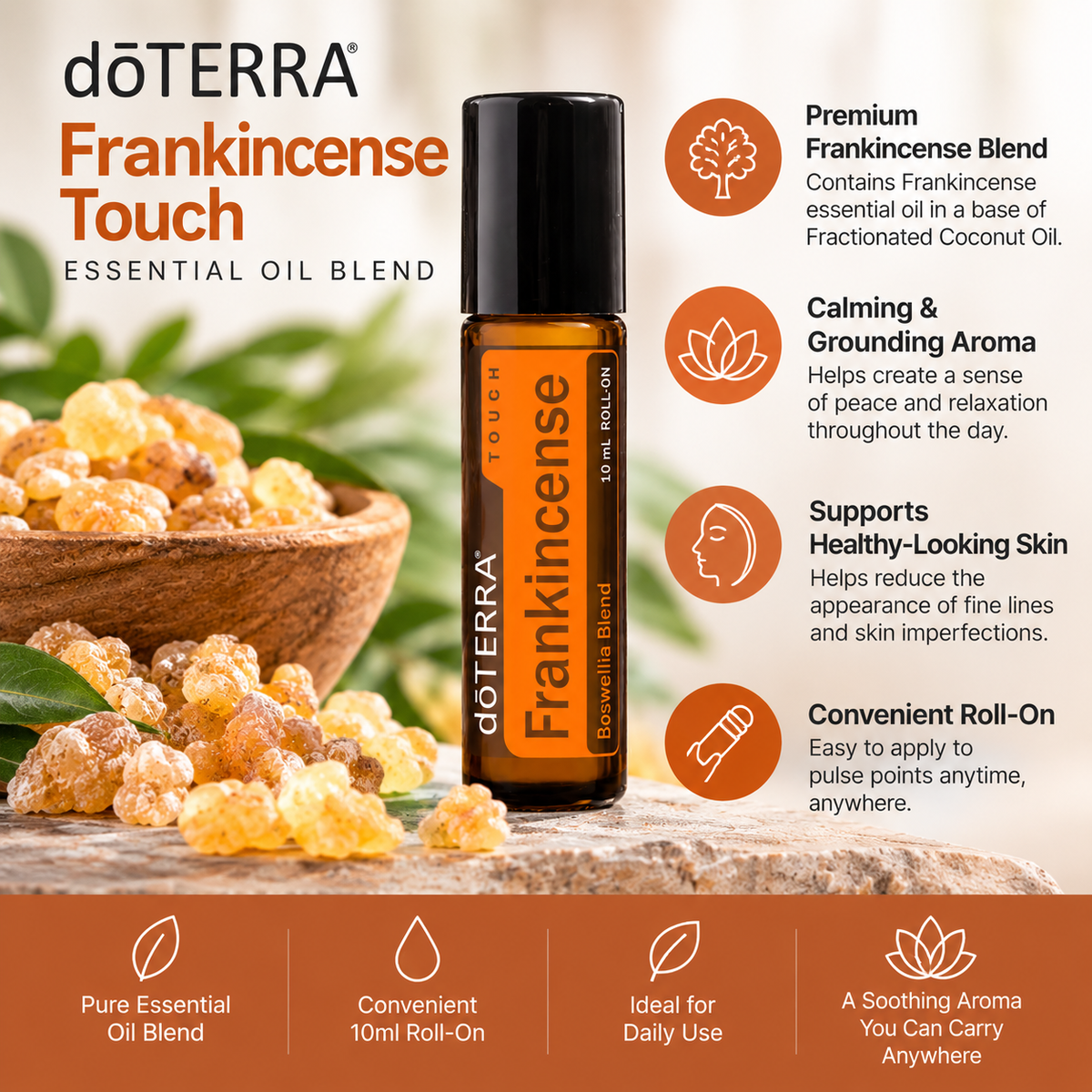 doTERRA Frankincense Touch 10ml essential oil blend product details and benefits