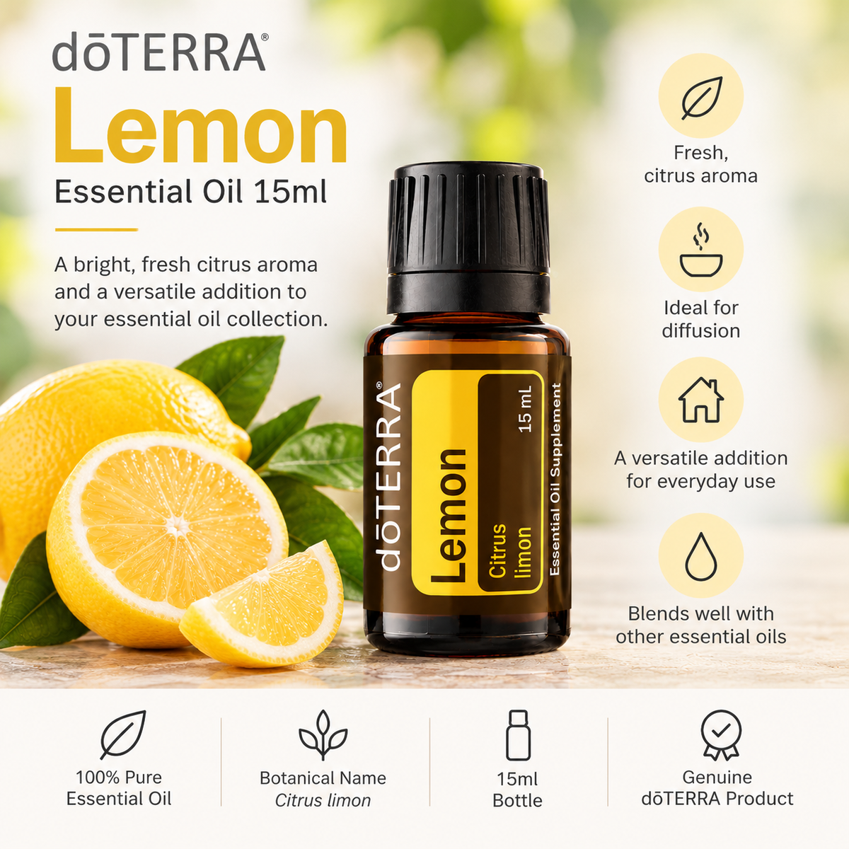 doTERRA Lemon Essential Oil 15ml product information