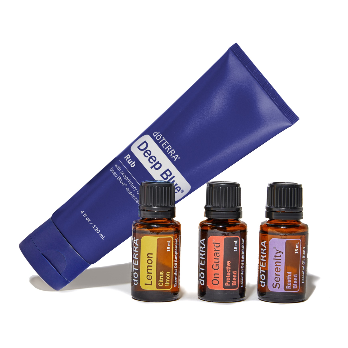 doTERRA Simple Solutions Collection with Deep Blue Rub, Lemon, On Guard and Serenity