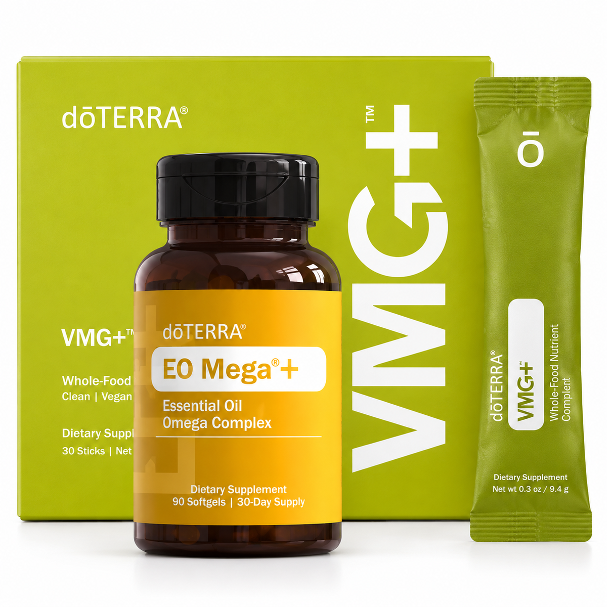 doTERRA VMG+ Whole-Food Nutrient Complex and EO Mega+ Essential Oil Omega Complex bundle