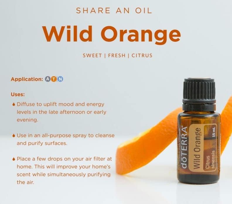 doTERRA Wild Orange Essential Oil 15 mL uses infographic