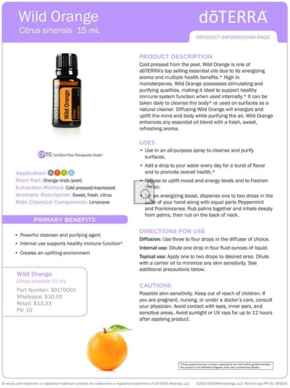 doTERRA Wild Orange Essential Oil 15 mL product information page