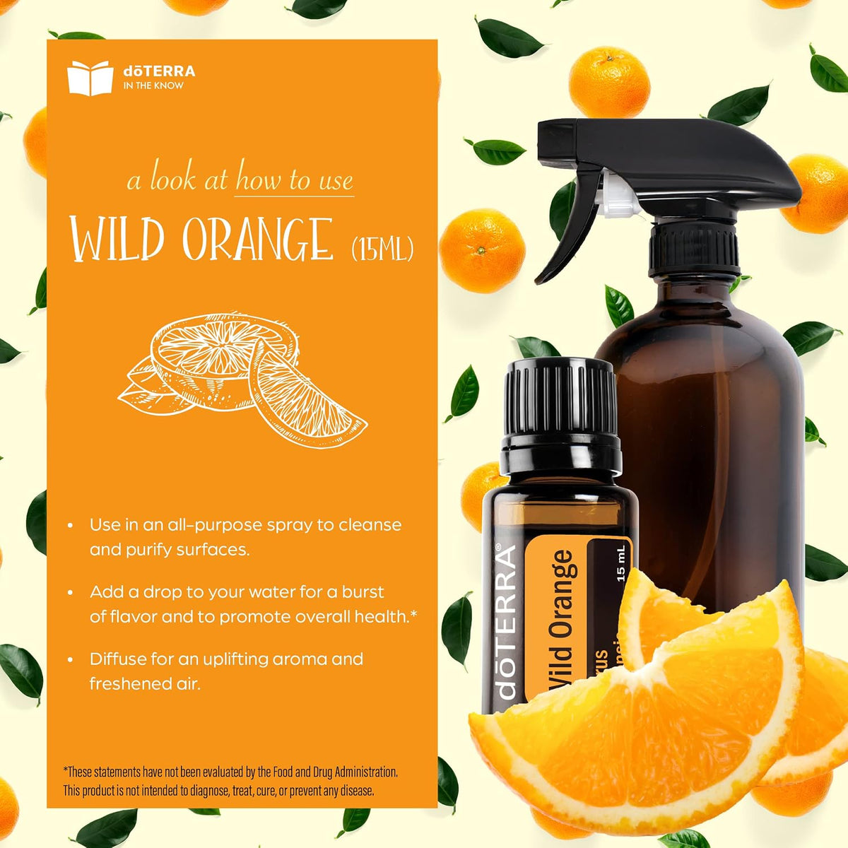 doTERRA Wild Orange Essential Oil 15 mL household spray uses